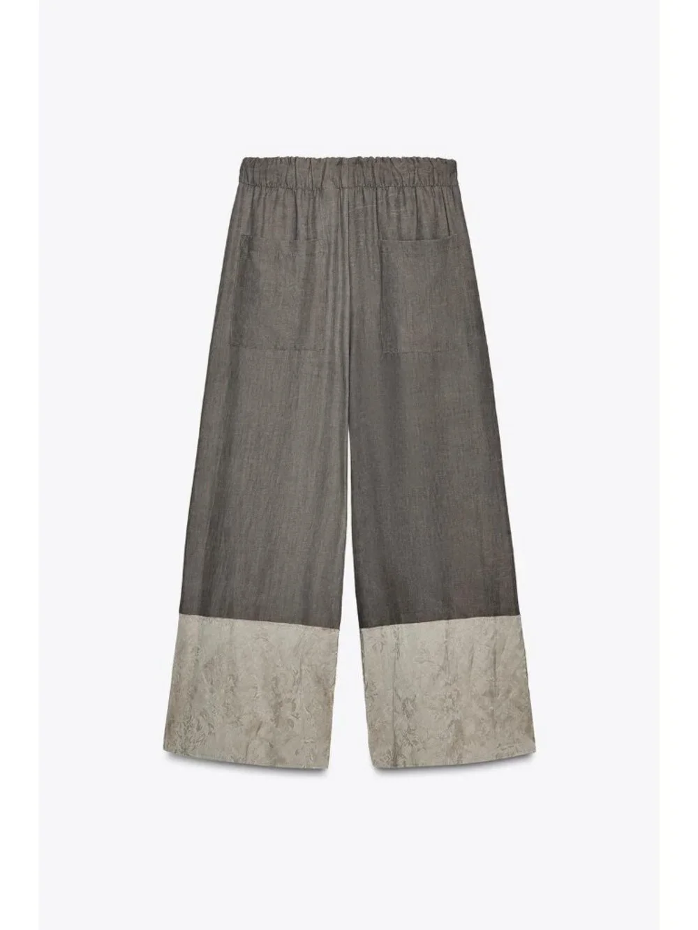 Zara ZW Womens Pants Medium M Gray Wide Leg Jacquard Trousers 8313/668 NWT